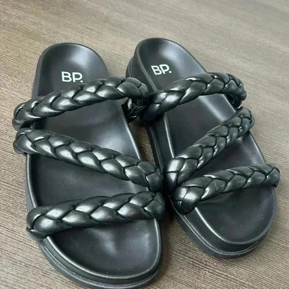 BP Keaton Braided Strap Faux Leather Flat Slide Sandals Womens Size 4 - Picture 3 of 8
